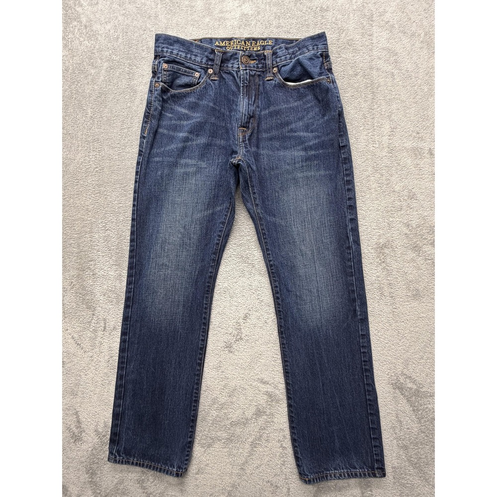 American Eagle Jeans Mens Measured 30x28 Blue Slim Straight Medium Wash Denim